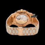 Fully Iced Out Rose Gold Stick Markers Moissanite Diamond Watch Caseback View