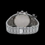 Fully Iced Out Stick Markers White Chronograph Dial Moissanite Watch Caseback View