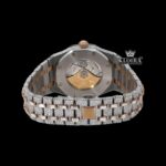 Fully Iced Out Two Tone Rose Gold Moissanite Diamond Baguette Watch Caseback View
