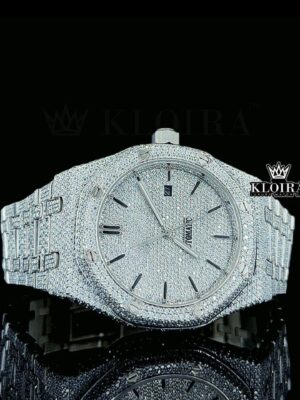 Fully Iced Out White Dial AP Moissanite Diamond Watch