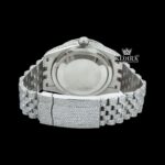 Fully Iced Out White Dial RomanNumerals Moissanite Diamond Watch Caseback View