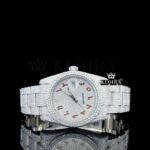 Fully Iced Red Arabic Numerals White Dial Lab-Grown Diamond Watch