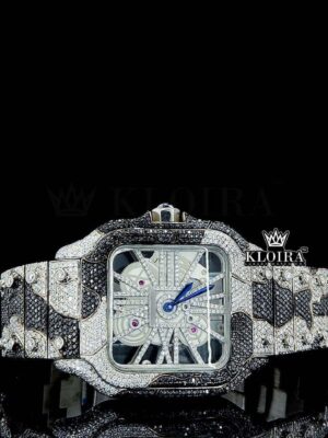 Fully Iced Skeleton Dial Two Tone Moissanite Diamond Watch