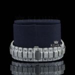 Fully Iced Square White Dial Roman Numerals Moissanite Diamond Watch Bracelet View