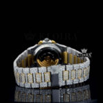 Fully Iced Two-Tone Yellow Gold Moissanite Diamond Watch Caseback View