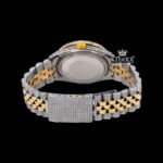 Gold Roman Numerals Yellow Dial Two Tone Moissanite Diamond Watch Caseback View