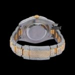 Gold Silver Two Tone Roman Numerals Moissanite Diamond Watch Caseback View