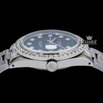 Green Dial Diamond Markers Iced Out Moissanite Diamond Watch Crown View