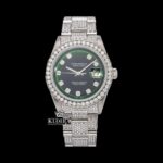 Green Dial Diamond Markers Iced Out Moissanite Diamond Watch