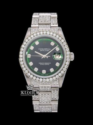 Green Dial Diamond Markers Iced Out Moissanite Diamond Watch