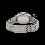 Green Dial Roman Numerals Iced Out Moissanite Diamond Watch Caseback View