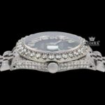 Green Dial Roman Numerals Iced Out Moissanite Diamond Watch Crown View