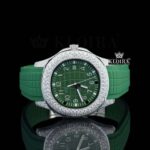 Green Dial Semi Iced Out Silicon Strap Lab Diamond Watch