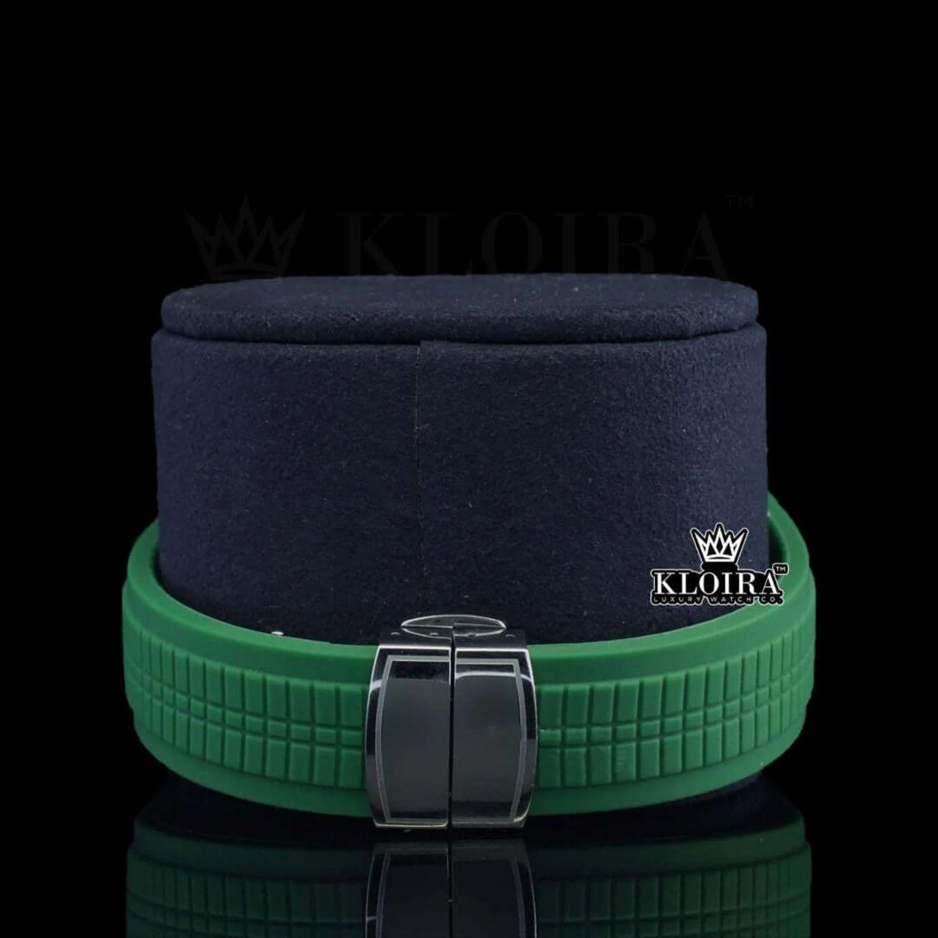 Green Dial Semi Iced Out Silicon Strap Lab Diamond Watch Strap View