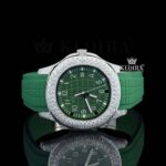 Green Dial Semi Iced Out Silicon Strap Moissanite Diamond Watch