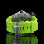 Green Dial White Stick Markers Semi Iced Out Moissanite Diamond Watch Strap View