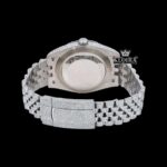 Green Roman Numerals Dial Full Iced Out Moissanite Diamond Watch Caseback View