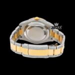 Green Roman Numerals Yellow Dial Two Tone Iced Out Moissanite Watch Caseback View