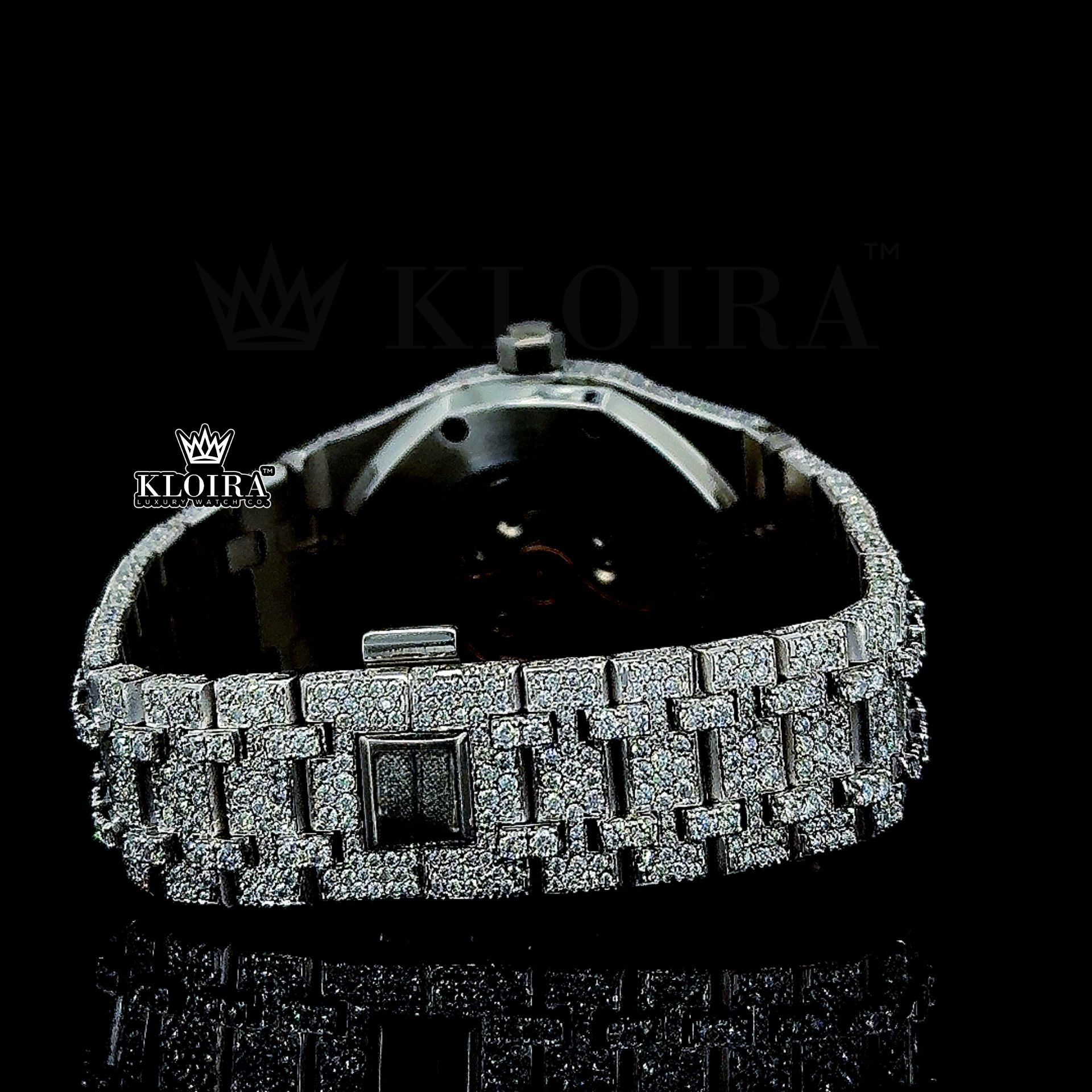 Iced Out AP Moissanite Watch Caseback View