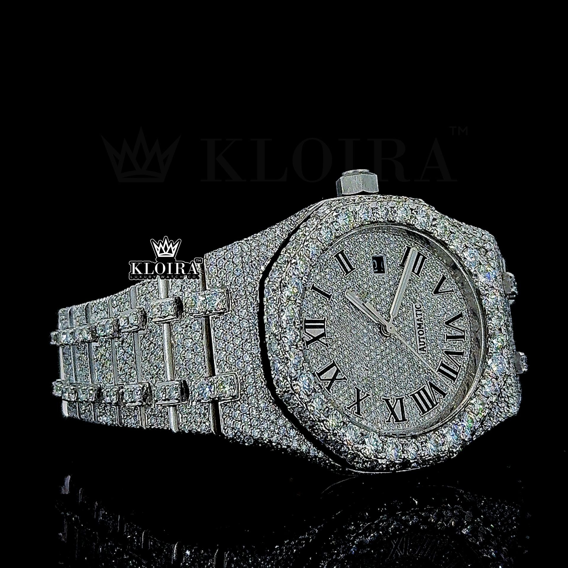 Iced Out AP Moissanite Watch Right Profile View