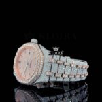 Iced Out AP Two Tone Rose Gold Moissanite Watch Right Profile View