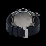 Iced Out Bezel Black Dial Rubber Strap Moissanite Diamond Watch Caseback View