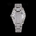 Iced Out Date Display Stick Dial Moissanite Diamond Watch Caseback View