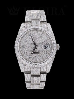 Iced Out Date Display Stick Dial Moissanite Diamond Watch