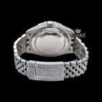 Iced Out Red Dial Roman Numeral Moissanite Diamond Watch Caseback View