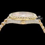Iced Out Red Roman Numeral Ywllow Dial Moissanite Diamond Watch Crown View
