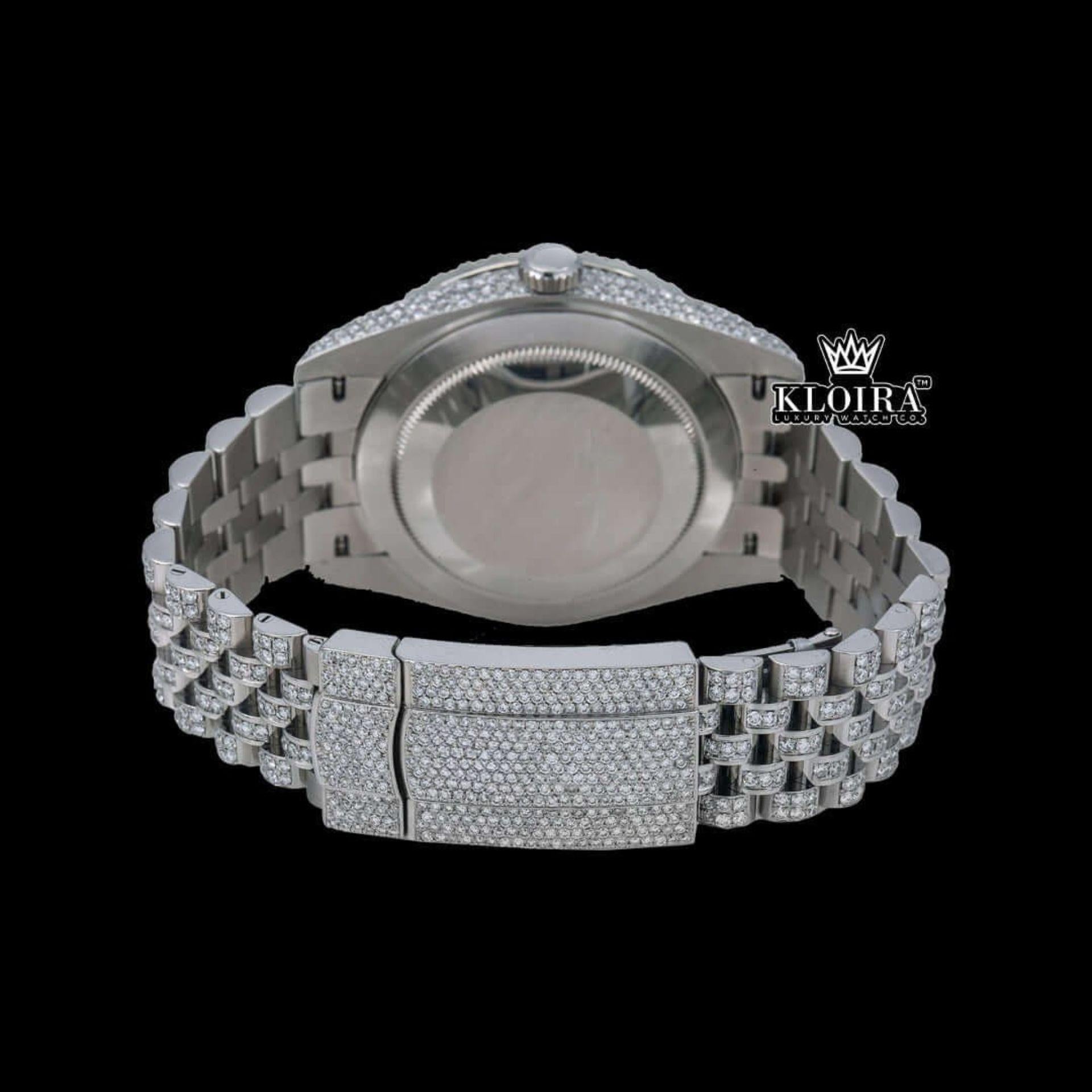 Iced Out Rolex Moissanite Watch Caseback View