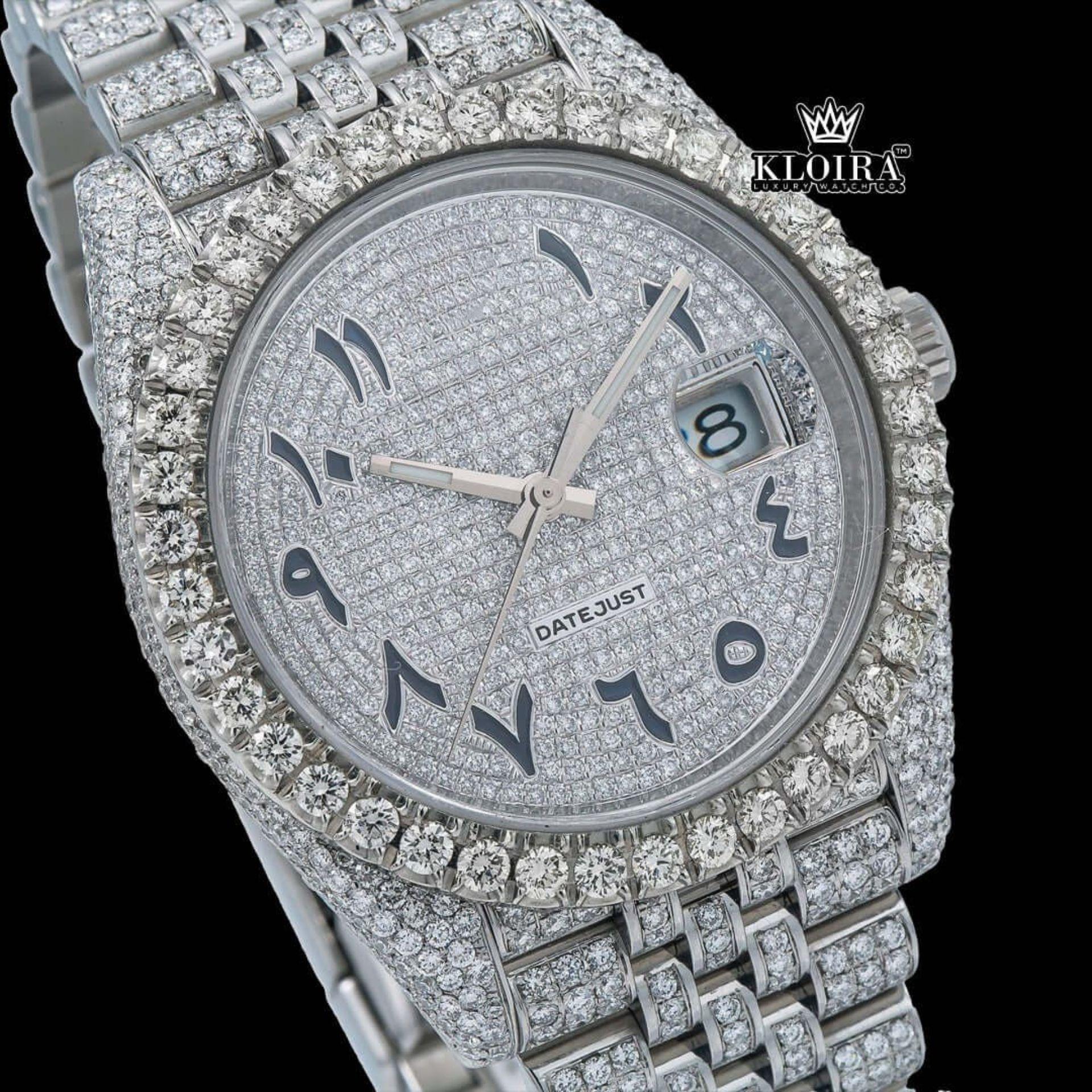 Iced Out Rolex Moissanite Watch Close Up Dial View