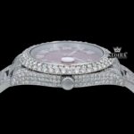 Iced Out Roman Numeral Red Dial Moissanite Diamond Watch Crown View
