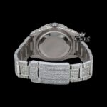 Iced Out Roman Numerals Blue Dial Moissanite Diamond Watch Caseback View