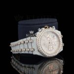 Iced Out Rose Gold Dial Chronograph Diamond Markers Moissanite Watch Right Profile View