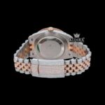 Iced Out Two Tone Rose Gold Dial Roman Numeral Moissanite Watch Caseback View