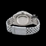 Iced Out White Dial Blue Arabic Numerals Moissanite Diamond Watch Caseback View