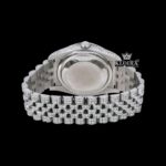 Iced Out White Dial Rainbow Stick Markers Moissanite Diamond Watch Caseback View