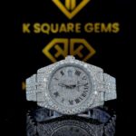 K Square Arabic Numerals Full Iced Out Customised Moissanite Watch