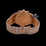 Men's Rose Gold Black Dial Iced Out Moissanite Diamond Watch Caseback View