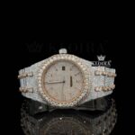 Men's Two Tone Rose Gold Iced Out Moissanite Diamond Watch