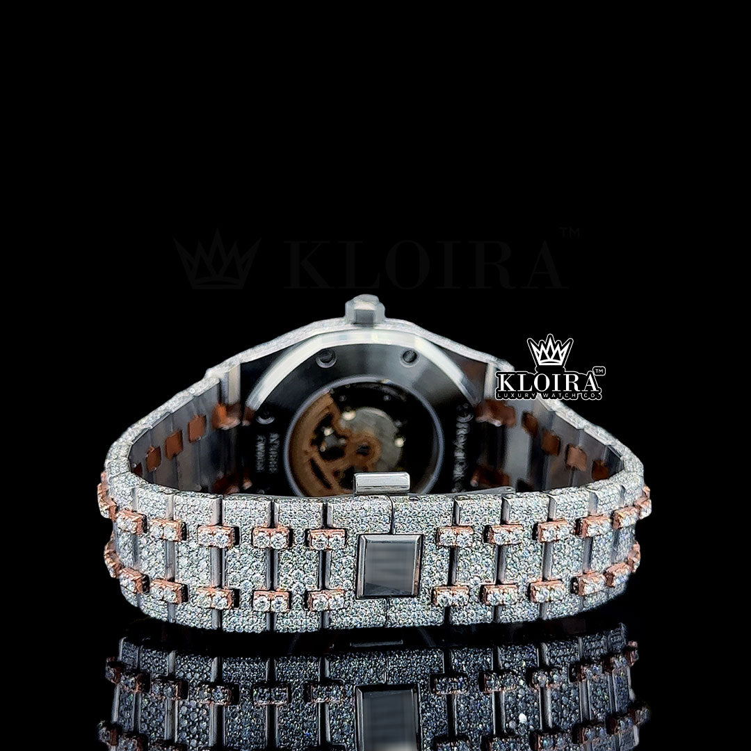 Mens AP Moissanite Watch Caseback View