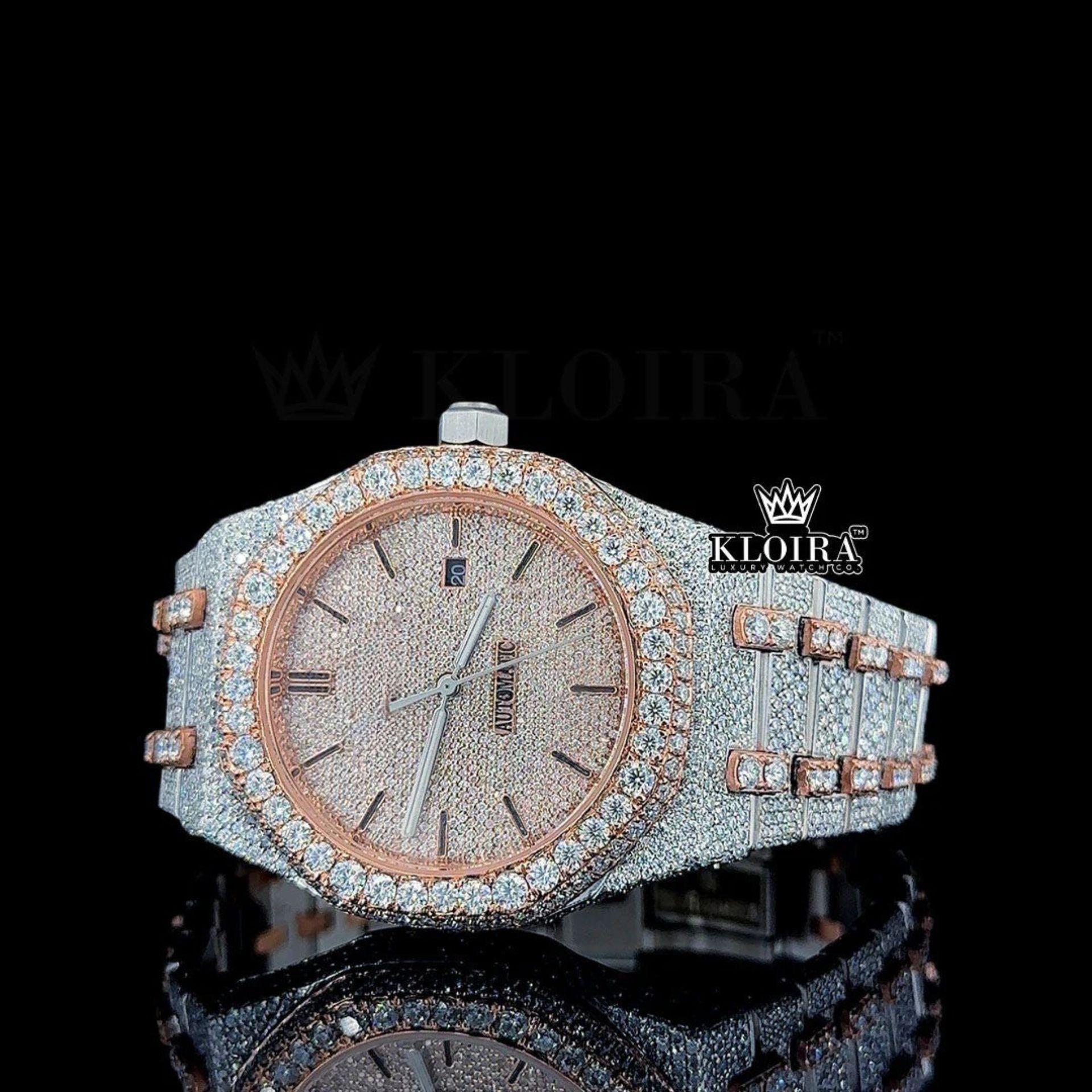 Mens AP Moissanite Watch Close Up Dial View