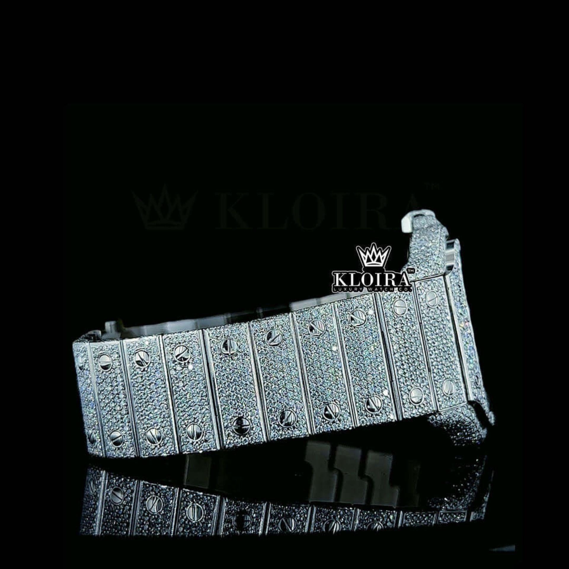 Mens Cartier Moissanite Watch Left Side Bracelet View
