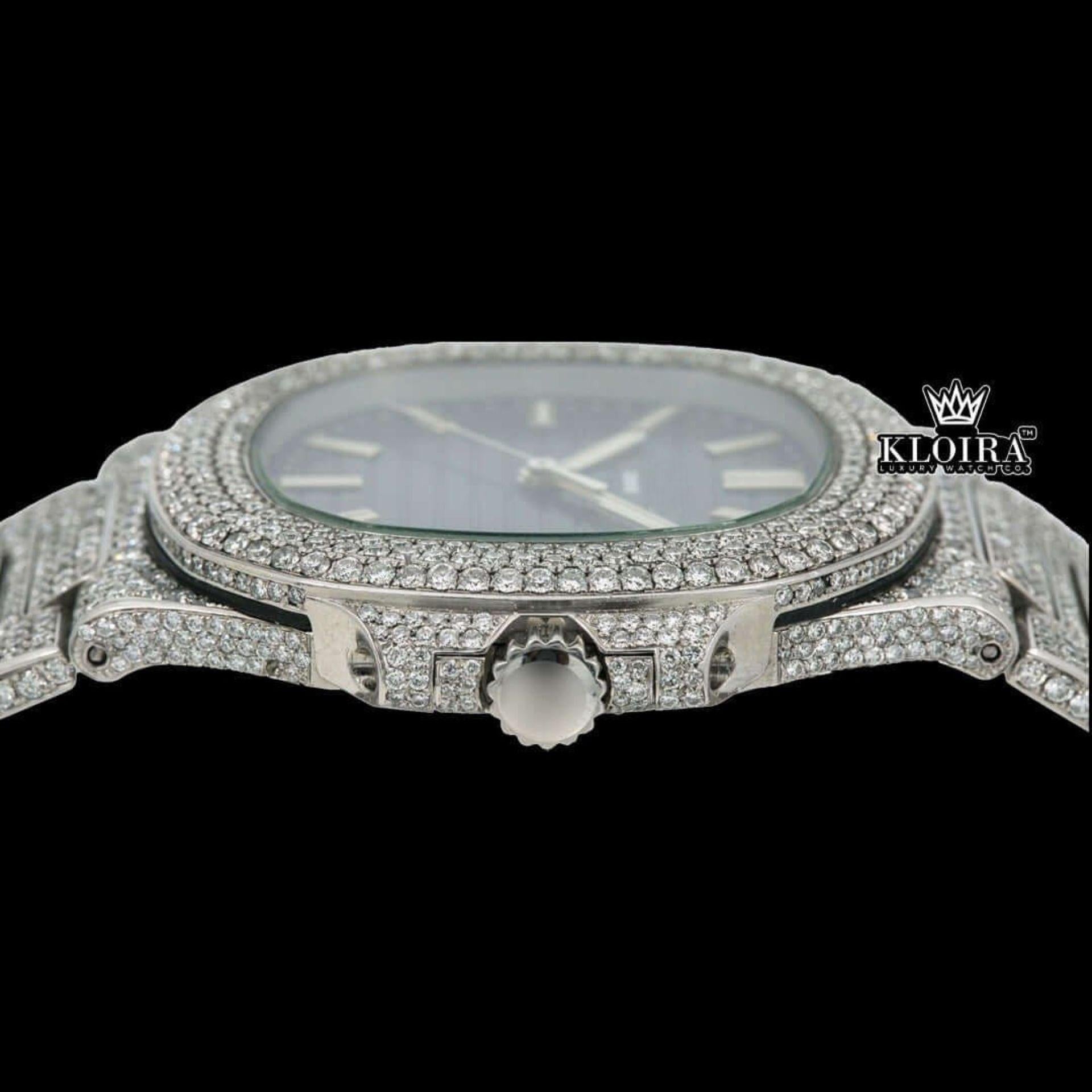 Mens Patek Philippe Moissanite Watch Crown View