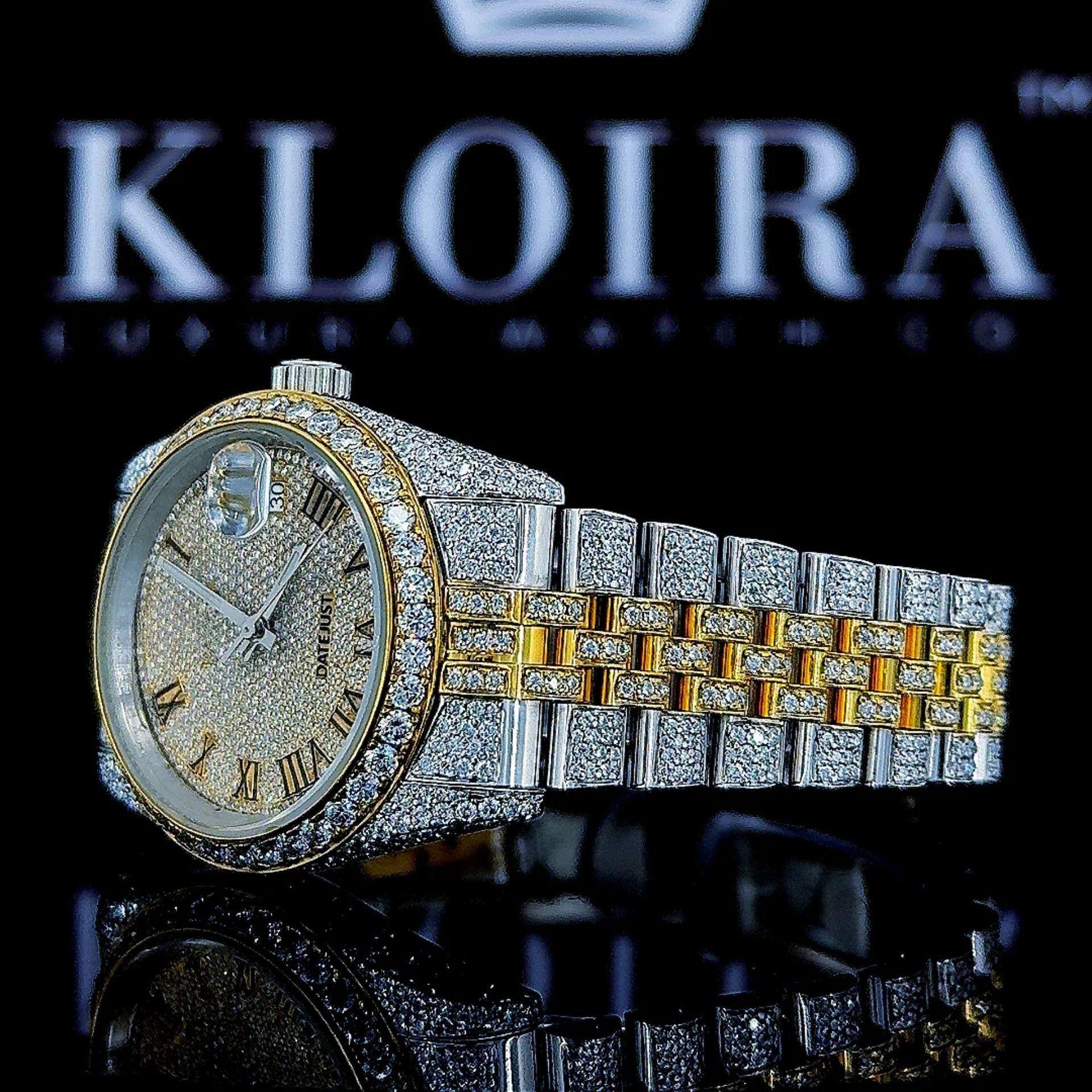 Mens Rolex Moissanite Watch Left Profile View