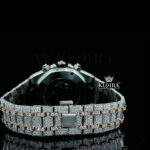 Mens Rose Gold Fully Iced Out Chronograph Moissanite Watch Caseback View