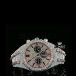 Mens Rose Gold Fully Iced Out Chronograph Moissanite Watch