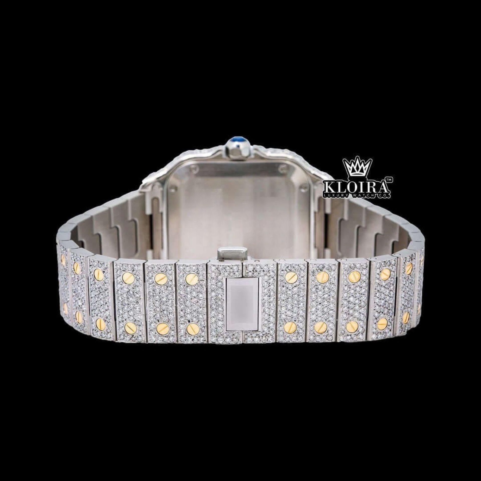 Moissanite Cartier Style Watch Caseback View