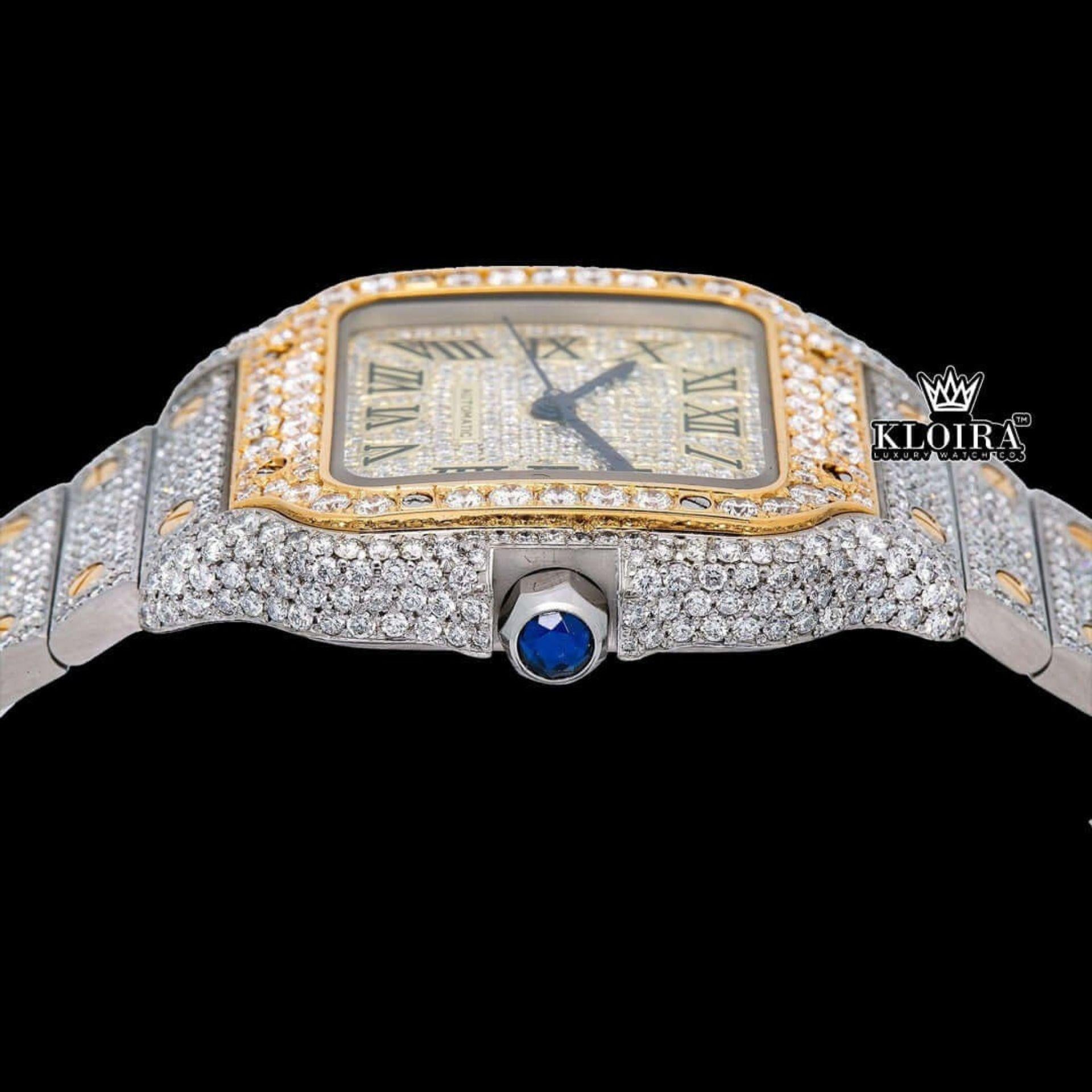 Moissanite Cartier Style Watch Crown View